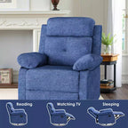 MAYEERTY Poltrona Reclinabile Girevole Basculante Piccola Blu, Design Salvaspazio per Donne, Adatta a Camera da Letto e Soggiorno