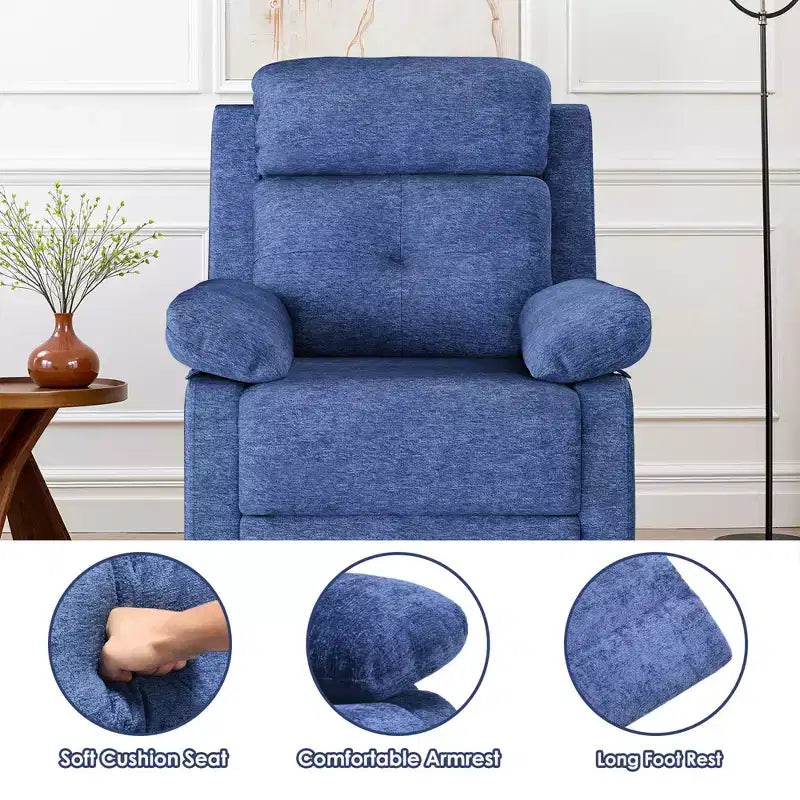 MAYEERTY Poltrona Reclinabile Girevole Basculante Piccola Blu, Design Salvaspazio per Donne, Adatta a Camera da Letto e Soggiorno