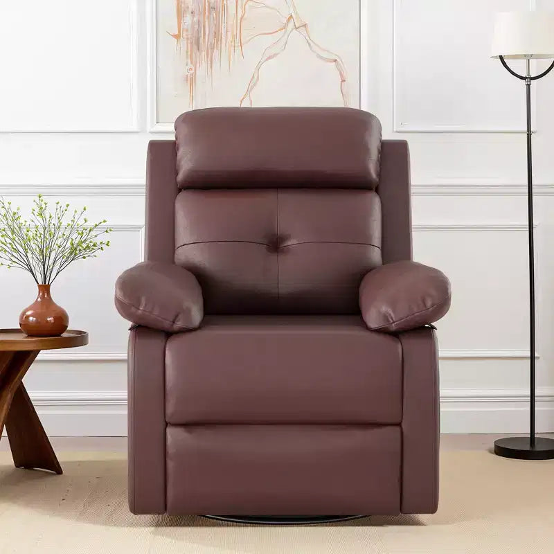 MAYEERTY Poltrona reclinabile girevole a dondolo piccola marrone, design salvaspazio per donne, adatta per camera da letto e soggiorno