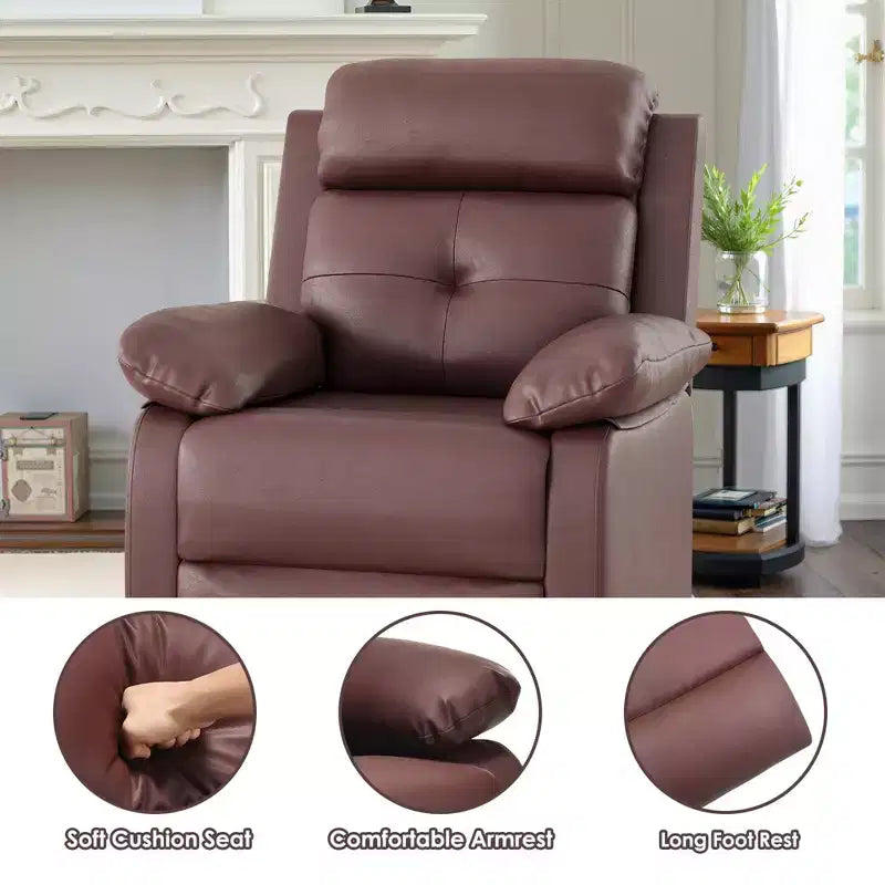 MAYEERTY Poltrona reclinabile girevole a dondolo piccola marrone, design salvaspazio per donne, adatta per camera da letto e soggiorno