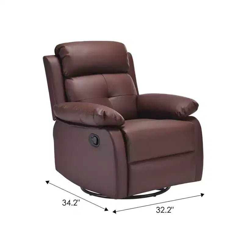 MAYEERTY Poltrona reclinabile girevole a dondolo piccola marrone, design salvaspazio per donne, adatta per camera da letto e soggiorno