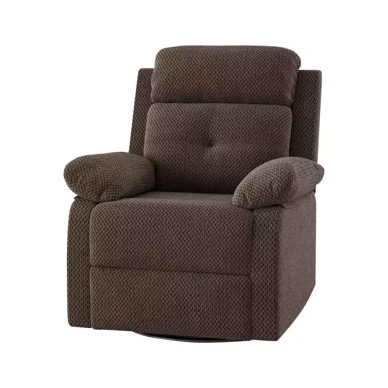 MAYEERTY Poltrona Reclinabile Girevole con Funzione Dondolo Piccola Color Cioccolato, Design Salvaspazio per Donne Adatta a Camera da Letto Soggiorno