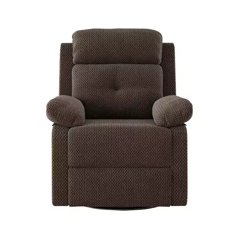 MAYEERTY Poltrona Reclinabile Girevole con Funzione Dondolo Piccola Color Cioccolato, Design Salvaspazio per Donne Adatta a Camera da Letto Soggiorno