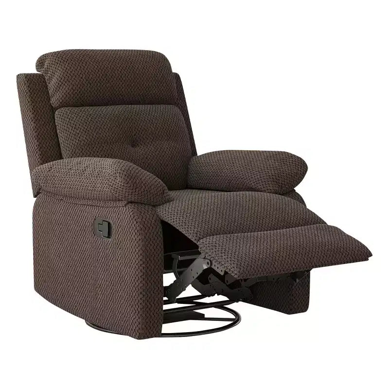 MAYEERTY Poltrona Reclinabile Girevole con Funzione Dondolo Piccola Color Cioccolato, Design Salvaspazio per Donne Adatta a Camera da Letto Soggiorno
