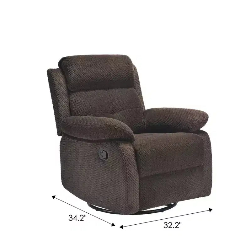 MAYEERTY Poltrona Reclinabile Girevole con Funzione Dondolo Piccola Color Cioccolato, Design Salvaspazio per Donne Adatta a Camera da Letto Soggiorno