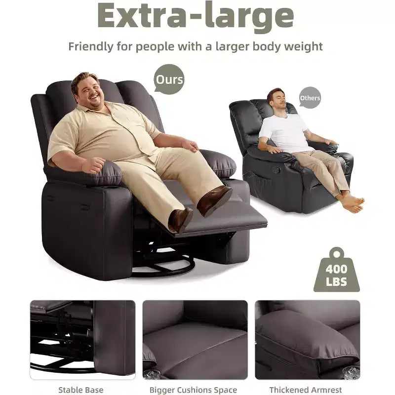 Poltrona Reclinabile Manuale, Poltrona Relax in Pelle PU, Poltrona Moderna Comoda per Camera da Letto o Soggiorno, Poltrona Reclinabile in Pelle per Adulti