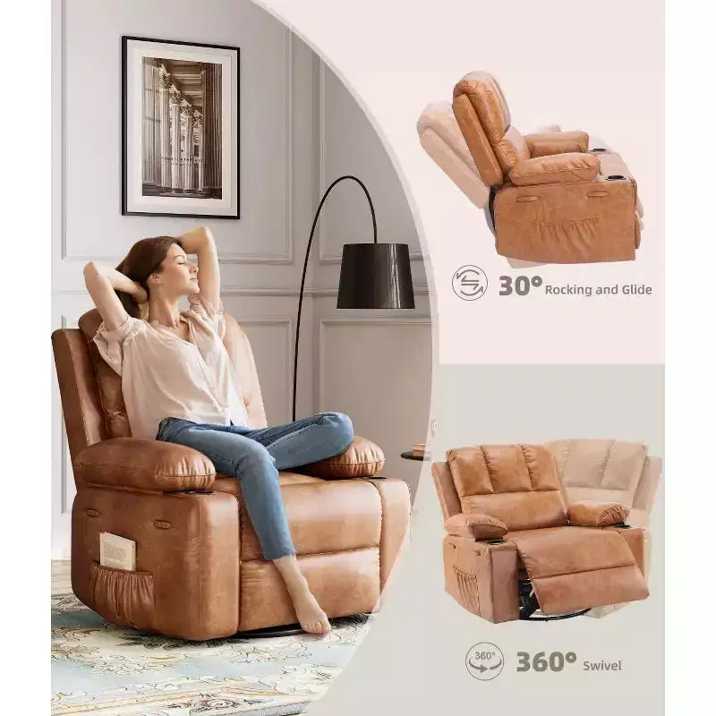 Poltrona Reclinabile Manuale, Poltrona Relax in Pelle PU, Poltrona Moderna Comoda per Camera da Letto o Soggiorno, Poltrona Reclinabile in Pelle per Adulti