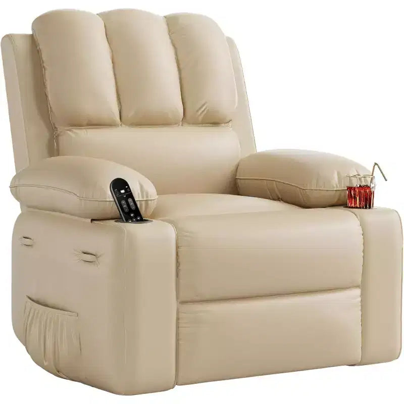 Poltrona Reclinabile Manuale, Poltrona Relax in Pelle PU, Poltrona Moderna Comoda per Camera da Letto o Soggiorno, Poltrona Reclinabile in Pelle per Adulti