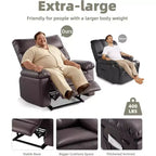 Poltrona reclinabile oversize in pelle, reclinabile manuale extra large, poltrona relax con braccioli e schienale comfort in spugna 1.5X per soggiorno, camera da letto