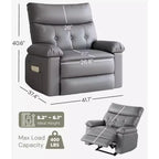 Poltrona reclinabile oversize in pelle, reclinabile manuale extra large, poltrona relax con braccioli e schienale comfort in spugna 1.5X per soggiorno, camera da letto