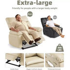 Poltrona reclinabile oversize in pelle, reclinabile manuale extra large, poltrona relax con braccioli e schienale comfort in spugna 1.5X per soggiorno, camera da letto