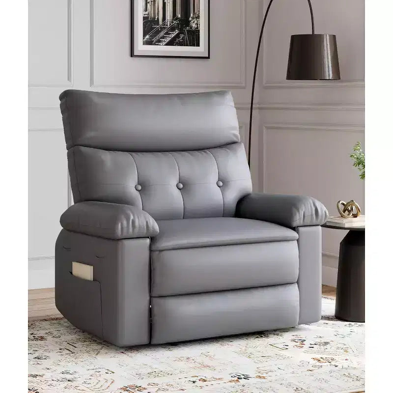 Poltrona reclinabile oversize in pelle, reclinabile manuale extra large, poltrona relax con braccioli e schienale comfort in spugna 1.5X per soggiorno, camera da letto