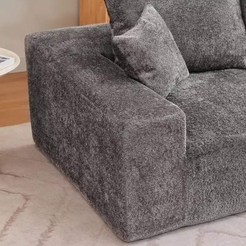 Divano sezionale modulare da 110" Divano a nuvola a L con chaise longue, divano in ciniglia con seduta profonda, nessun assemblaggio richiesto
