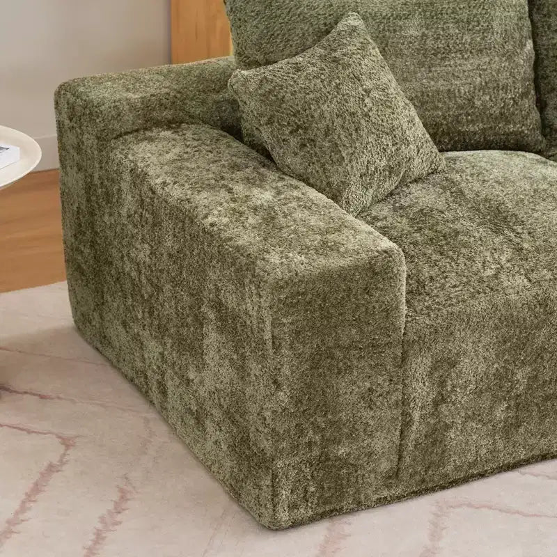 Divano sezionale modulare da 110" Divano a nuvola a L con chaise longue, divano in ciniglia con seduta profonda, nessun assemblaggio richiesto