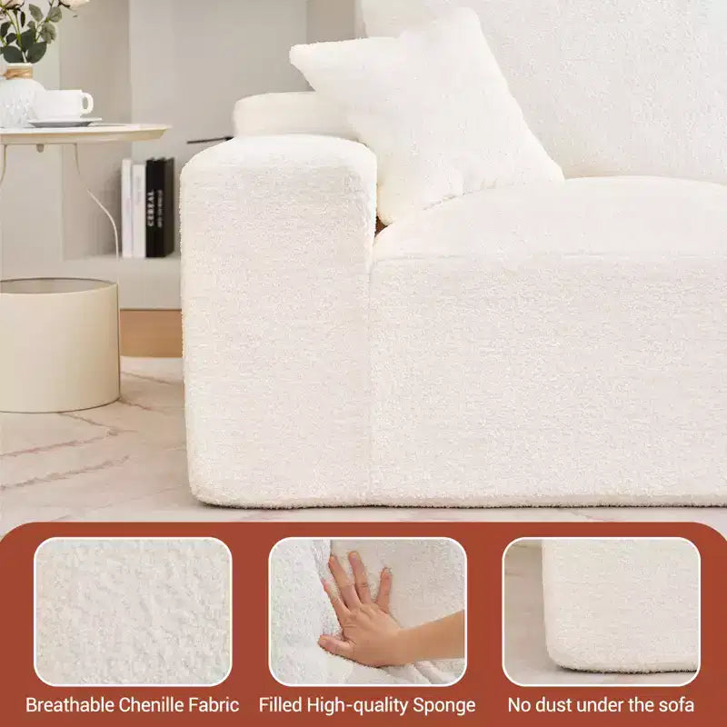 Divano sezionale modulare da 110" Divano a nuvola a L con chaise longue, divano in ciniglia con seduta profonda, nessun assemblaggio richiesto