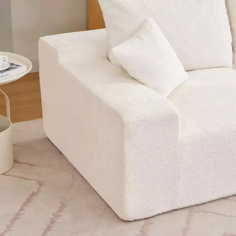Divano sezionale modulare da 110" Divano a nuvola a L con chaise longue, divano in ciniglia con seduta profonda, nessun assemblaggio richiesto