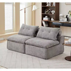 Zeus & Ruta Chenille Armrest-Free Upholstered 2-Seat Lounge Sofa Chair with Neck and Lumbar Pillows