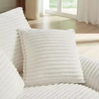 Pexfix 55 pollici L Divano Moderno Imbottito in Velluto a Coste a Seduta Singola con Cuscini e Poggiapiedi, Poltrona Relax per Soggiorno, Camera da Letto, Appartamento, Ufficio Bianco