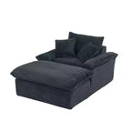 Pexfix Divano Moderno a Sedile Singolo in Velluto a Coste con Cuscini e Poggiapiedi, Poltrona Lounge per Soggiorno, Camera da Letra, Appartamento, Ufficio, Grigio Scuro, 140 cm L