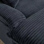 Pexfix Divano Moderno a Sedile Singolo in Velluto a Coste con Cuscini e Poggiapiedi, Poltrona Lounge per Soggiorno, Camera da Letra, Appartamento, Ufficio, Grigio Scuro, 140 cm L