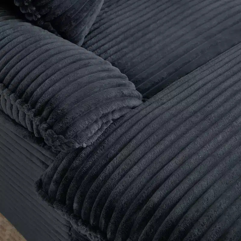 Pexfix Divano Moderno a Sedile Singolo in Velluto a Coste con Cuscini e Poggiapiedi, Poltrona Lounge per Soggiorno, Camera da Letra, Appartamento, Ufficio, Grigio Scuro, 140 cm L