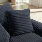 Pexfix Divano Moderno a Sedile Singolo in Velluto a Coste con Cuscini e Poggiapiedi, Poltrona Lounge per Soggiorno, Camera da Letra, Appartamento, Ufficio, Grigio Scuro, 140 cm L