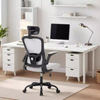Sedia da ufficio ergonomica High-Gray con poggiatesta e supporto lombare regolabili - Bracciolo ribaltabile, sedia a rotelle in rete per casa, ufficio, studio, camera da letto