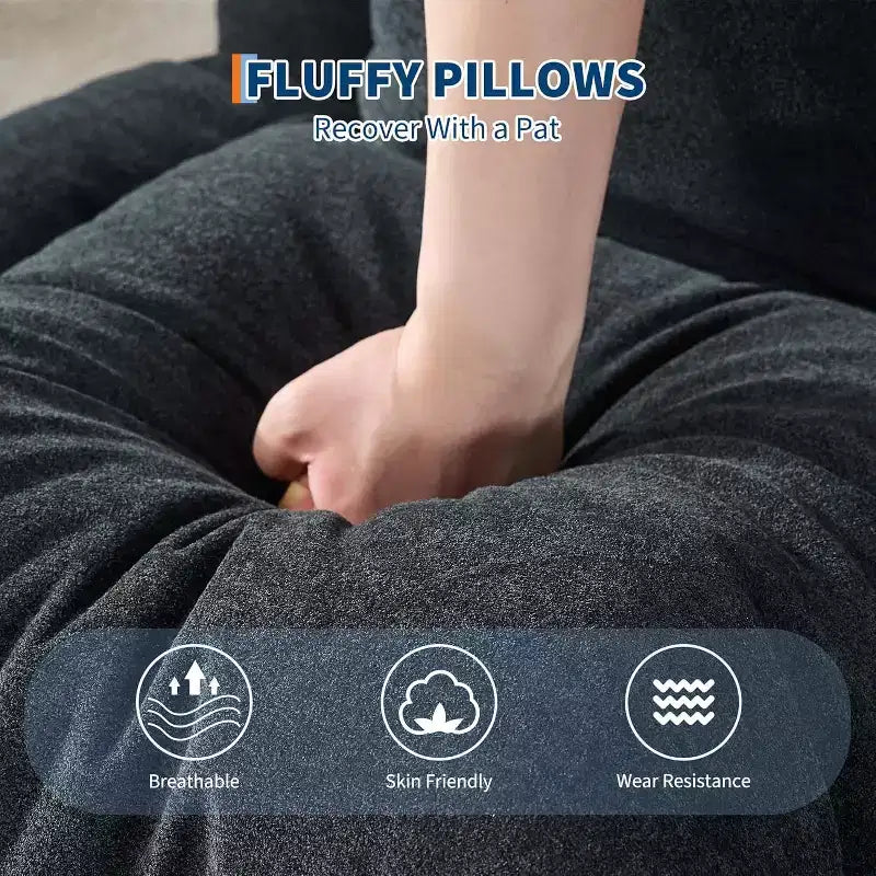 Cuccia Umana per Adulti, Comodo Divano Letto Relax con 2 Cuscini e 5 Posizioni Regolabili, Poltrona Lounge Rivestita in Ciniglia per Soggiorno Camera da Letto