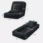 Cuccia Umana per Adulti, Comodo Divano Letto Relax con 2 Cuscini e 5 Posizioni Regolabili, Poltrona Lounge Rivestita in Ciniglia per Soggiorno Camera da Letto
