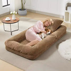 Cuccia Umana per Adulti, Comodo Divano Letto Relax con 2 Cuscini e 5 Posizioni Regolabili, Poltrona Lounge Rivestita in Ciniglia per Soggiorno Camera da Letto