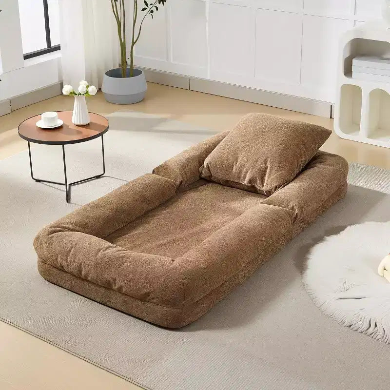 Cuccia Umana per Adulti, Comodo Divano Letto Relax con 2 Cuscini e 5 Posizioni Regolabili, Poltrona Lounge Rivestita in Ciniglia per Soggiorno Camera da Letto