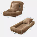 Cuccia Umana per Adulti, Comodo Divano Letto Relax con 2 Cuscini e 5 Posizioni Regolabili, Poltrona Lounge Rivestita in Ciniglia per Soggiorno Camera da Letto