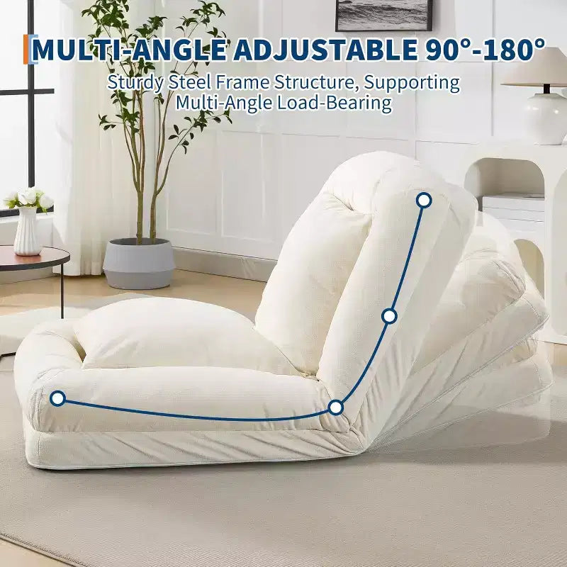 Cuccia Umana per Adulti, Comodo Divano Letto Relax con 2 Cuscini e 5 Posizioni Regolabili, Poltrona Lounge Rivestita in Ciniglia per Soggiorno Camera da Letto