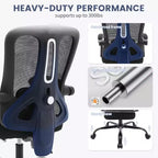 Sedia da ufficio ergonomica con schienale alto, schienale in rete, poggiapiedi retrattile, poggiatesta e supporto lombare regolabili, sedia da scrivania per computer con ruote