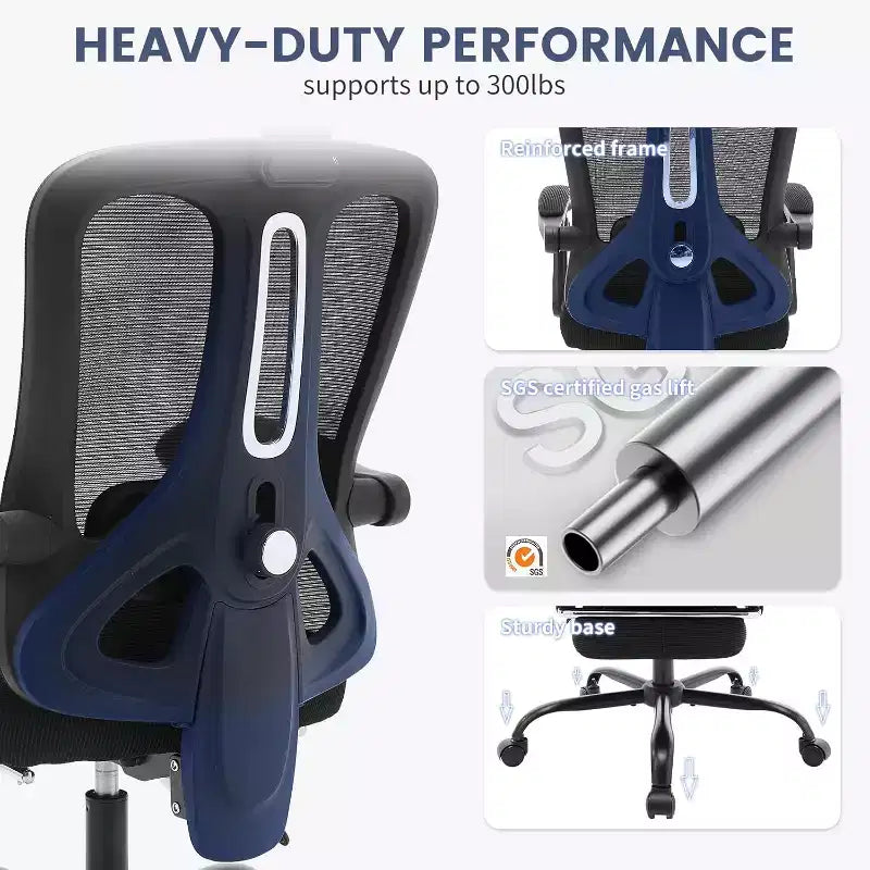 Sedia da ufficio ergonomica con schienale alto, schienale in rete, poggiapiedi retrattile, poggiatesta e supporto lombare regolabili, sedia da scrivania per computer con ruote
