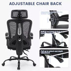 Sedia da ufficio ergonomica con schienale alto, schienale in rete, poggiapiedi retrattile, poggiatesta e supporto lombare regolabili, sedia da scrivania per computer con ruote