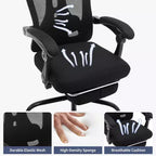 Sedia da ufficio ergonomica con schienale alto, schienale in rete, poggiapiedi retrattile, poggiatesta e supporto lombare regolabili, sedia da scrivania per computer con ruote