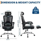 Sedia da ufficio ergonomica con schienale alto, schienale in rete, poggiapiedi retrattile, poggiatesta e supporto lombare regolabili, sedia da scrivania per computer con ruote