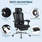 Sedia da ufficio ergonomica con schienale alto, schienale in rete, poggiapiedi retrattile, poggiatesta e supporto lombare regolabili, sedia da scrivania per computer con ruote