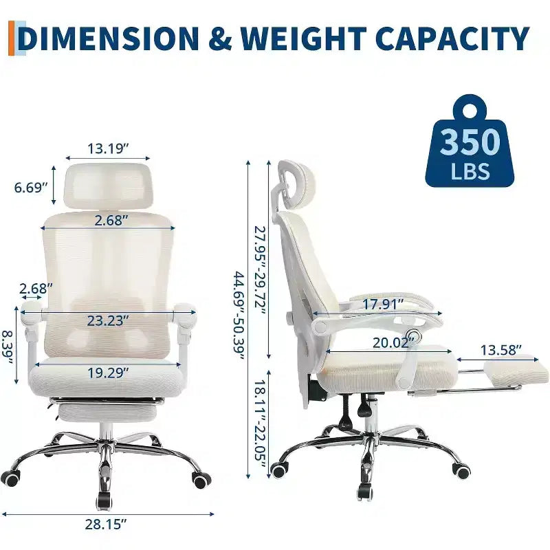 Sedia da ufficio ergonomica con schienale alto, schienale in rete, poggiapiedi retrattile, poggiatesta e supporto lombare regolabili, sedia da scrivania per computer con ruote