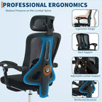 Sedia da ufficio ergonomica con schienale alto, schienale in rete, poggiapiedi retrattile, poggiatesta e supporto lombare regolabili, sedia da scrivania per computer con ruote
