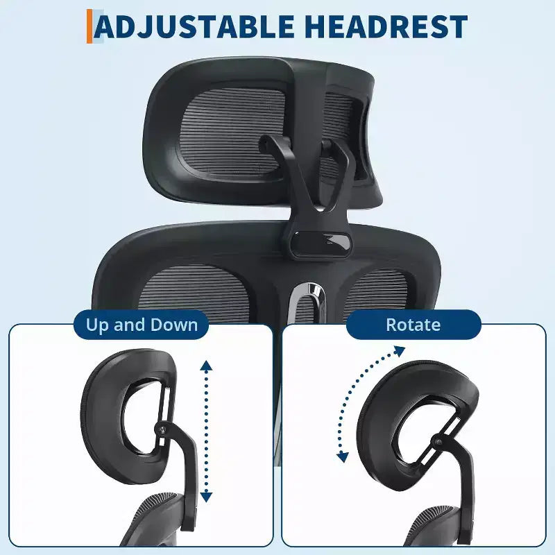 Sedia da ufficio ergonomica con schienale alto, schienale in rete, poggiapiedi retrattile, poggiatesta e supporto lombare regolabili, sedia da scrivania per computer con ruote