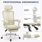 Sedia da ufficio ergonomica con schienale alto, schienale in rete, poggiapiedi retrattile, poggiatesta e supporto lombare regolabili, sedia da scrivania per computer con ruote