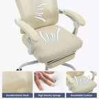 Sedia da ufficio ergonomica con schienale alto, schienale in rete, poggiapiedi retrattile, poggiatesta e supporto lombare regolabili, sedia da scrivania per computer con ruote