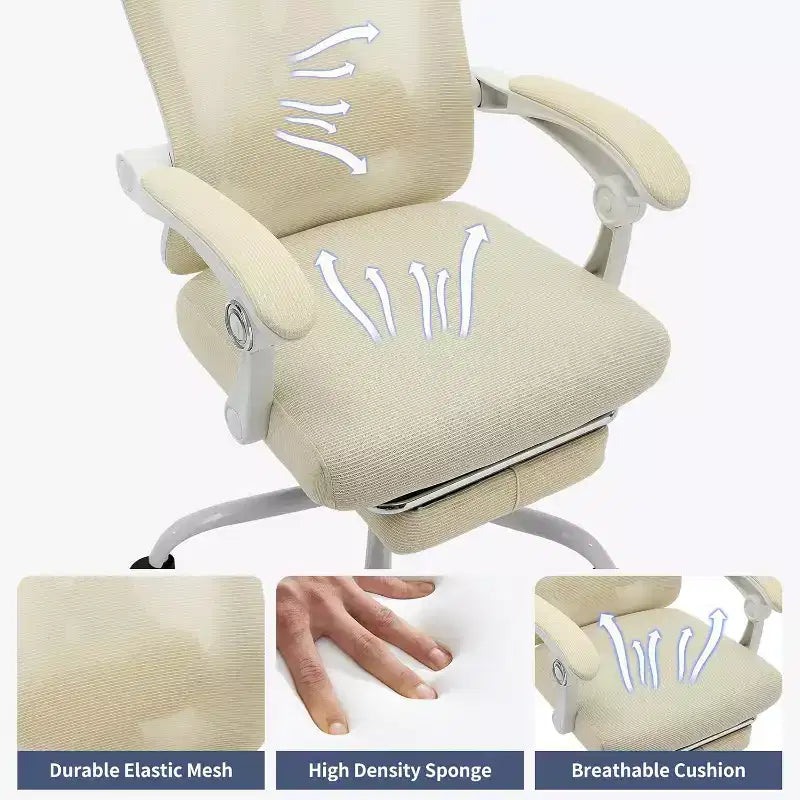 Sedia da ufficio ergonomica con schienale alto, schienale in rete, poggiapiedi retrattile, poggiatesta e supporto lombare regolabili, sedia da scrivania per computer con ruote