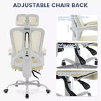 Sedia da ufficio ergonomica con schienale alto, schienale in rete, poggiapiedi retrattile, poggiatesta e supporto lombare regolabili, sedia da scrivania per computer con ruote