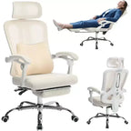 Sedia da ufficio ergonomica con schienale alto, schienale in rete, poggiapiedi retrattile, poggiatesta e supporto lombare regolabili, sedia da scrivania per computer con ruote
