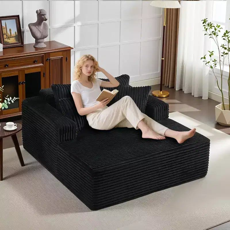 Poltrona a 2 Posti in Velluto a Coste con Cuscini, Cloud Lounger per Soggiorno e Camera da Letto, Divano Letto Pieghevole Senza Montaggio, Design Compatto Salvaspazio