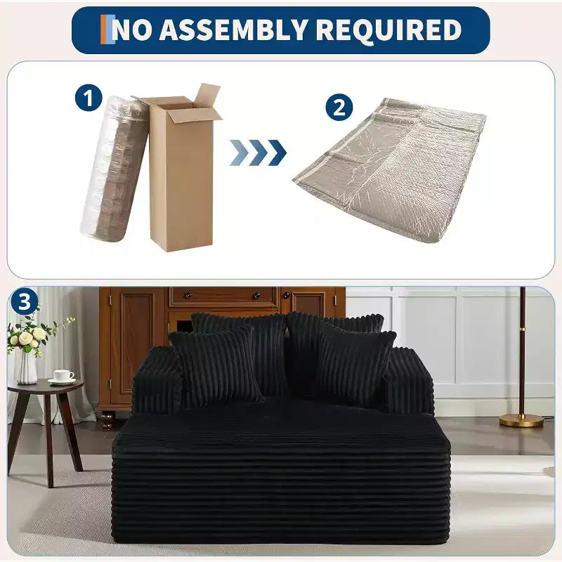 Poltrona a 2 Posti in Velluto a Coste con Cuscini, Cloud Lounger per Soggiorno e Camera da Letto, Divano Letto Pieghevole Senza Montaggio, Design Compatto Salvaspazio
