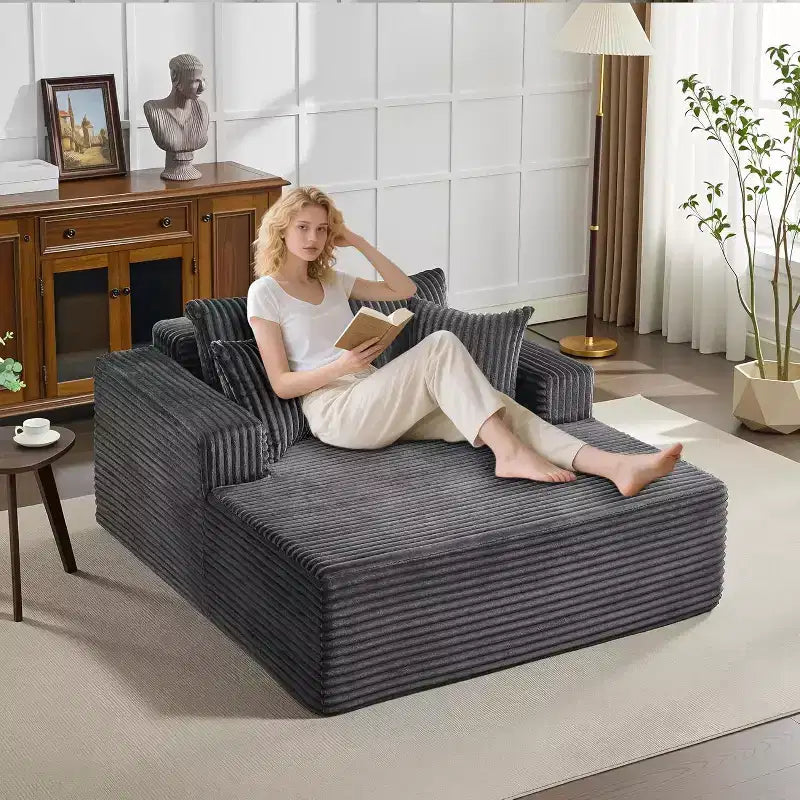 Poltrona a 2 Posti in Velluto a Coste con Cuscini, Cloud Lounger per Soggiorno e Camera da Letto, Divano Letto Pieghevole Senza Montaggio, Design Compatto Salvaspazio